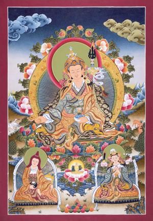 Original Hand Painted Padmasambhava Guru Rinpoche Thangka Painting | Tibetan Buddhist Wall Hanging Painting
